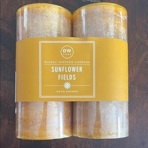 DW Home Sunflower Fields Scented Candles Set of 2 New